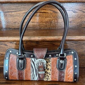 90’s Patchwork Western Rhinestone Animal print  handbag unbranded